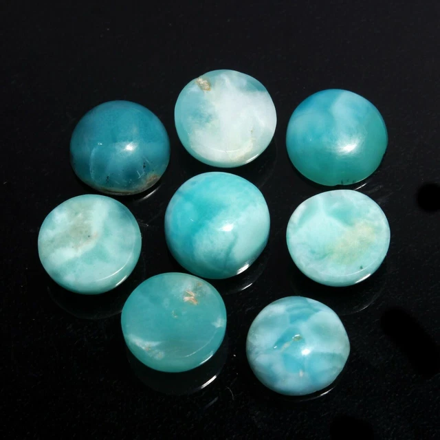 Naturel Larimar Cabochon Pierre précieuse 10 mm Forme ronde Dos plat...