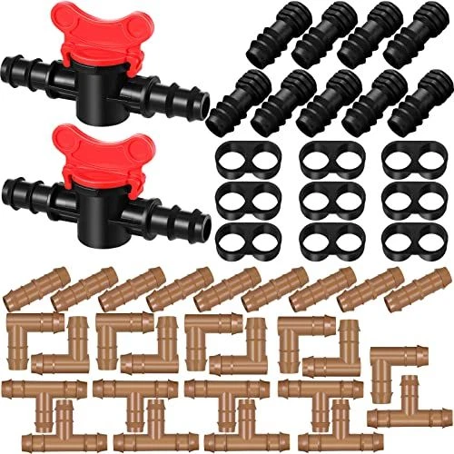 47 Pieces Drip Irrigation Fittings Kit 1/2 Inch Tubing Set Including 2...