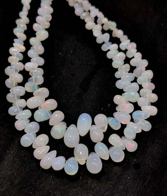 8" AAA naturel opale éthiopienne gouttes lisses perle opale éthiopienne...