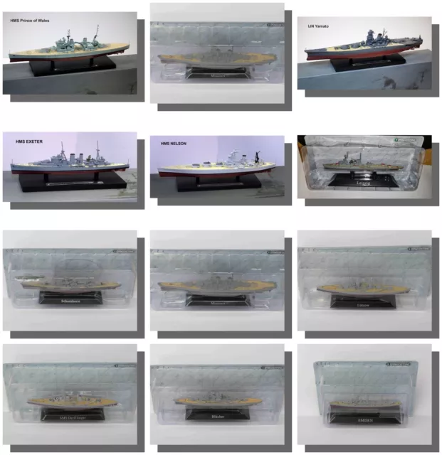 Warships and Battleships WW1, WW2, 1:1250 Scale