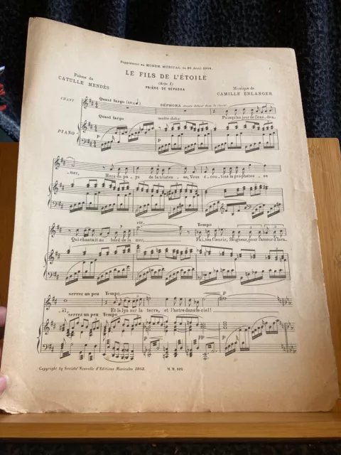 Supplément Monde Musical Avril 1904 partition chant piano Camille Erlanger
