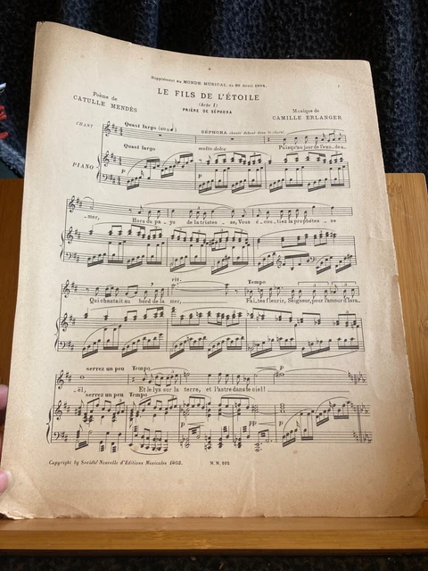 Supplément Monde Musical Avril 1904 partition chant piano Camille Erlanger