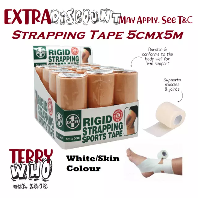 6/12/24 roll Premium Rigid Sports Strapping Tape 50mm x 5m