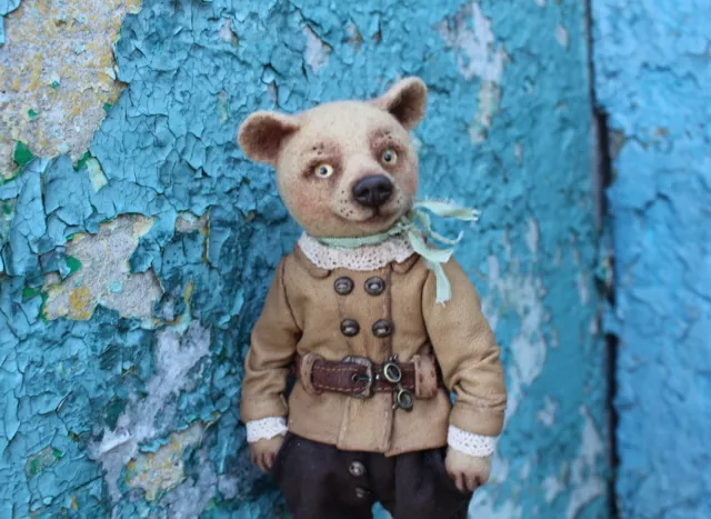Needle felted bear, bear ooak toy, artist bear, collectible bear, hand made bear
