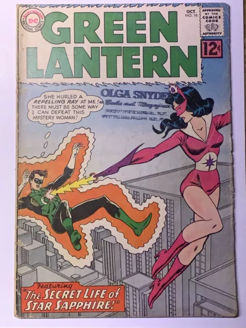 Green Lantern #16/Silver Age DC Comic Book/1st Star Sapphire/GD+