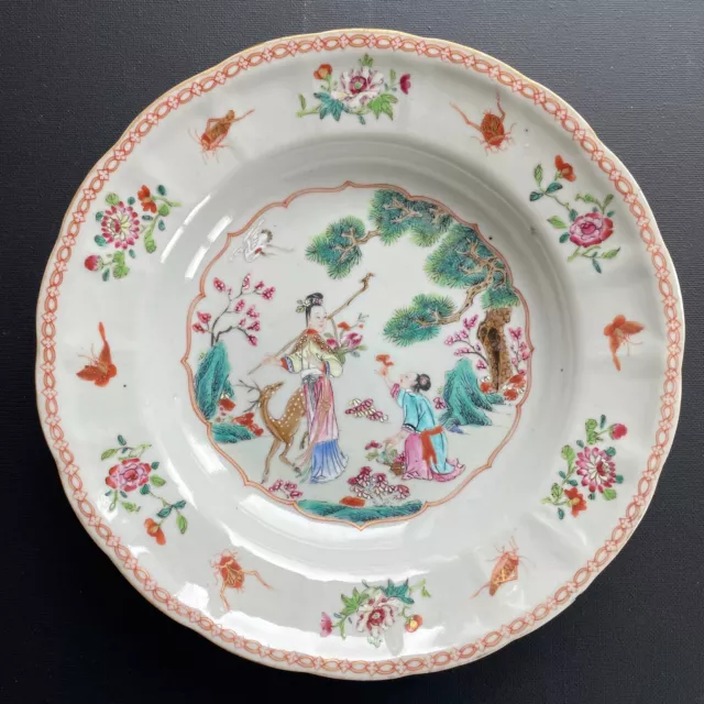 Chinese Antique Famille Rose Plate, 18th C Yongzheng / Qianlong period #1913