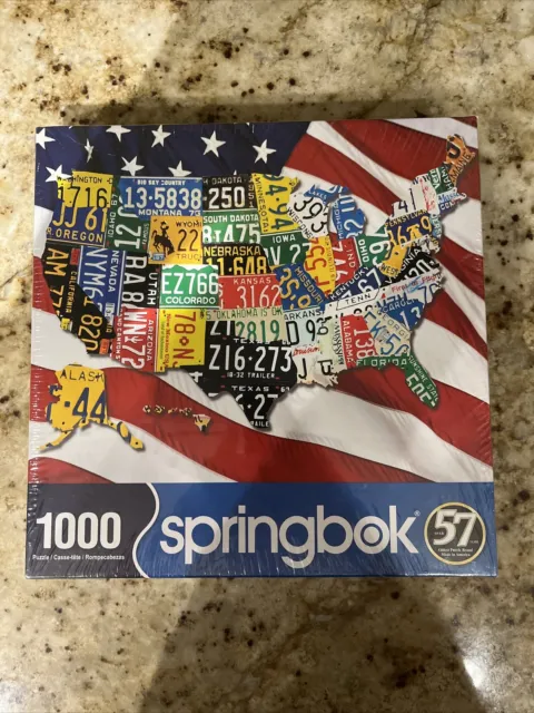 Springbok State Plates 1000 Piece Jigsaw Puzzle USA Flag