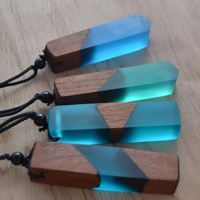 Resin Necklace Wood Pendant Vintage Style Woven Rope Chain Selling Jewelry Gifts