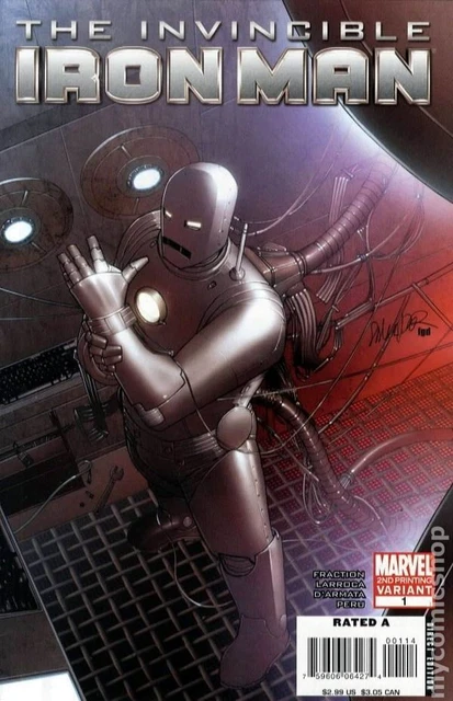 Invincible Iron Man 1H Larroca Variant 2nd Printing FN 2008 Stock Image