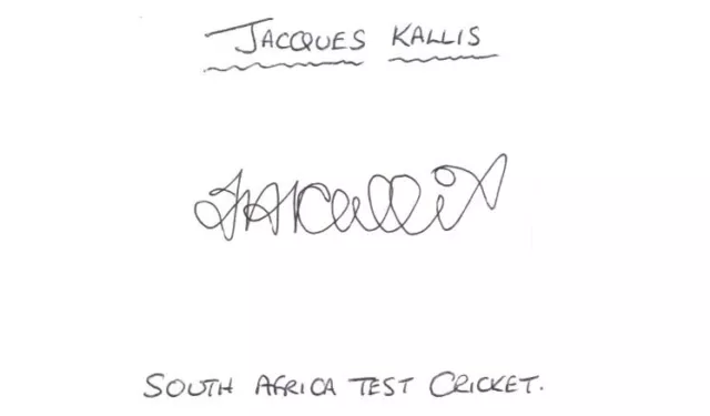 Jacques Kallis - South Africa Test Cricketer - Hand Signed Piece Laid Onto Card.