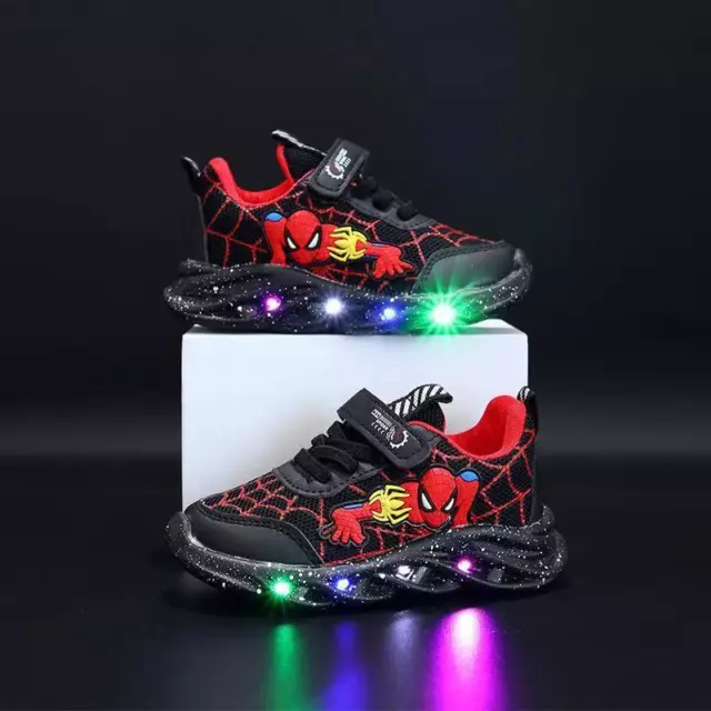 Kids Boys LED Spiderman Shoes Children Gift Sneakers Flashing Light Up Trainers 3