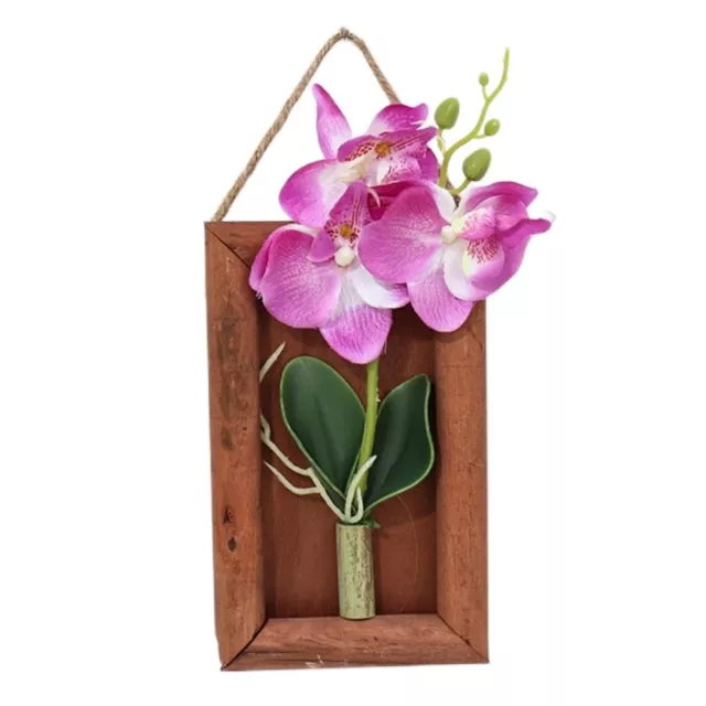 Wall Mounted Wood Frame with Artificial Orchid and Butterfly Wall Decor