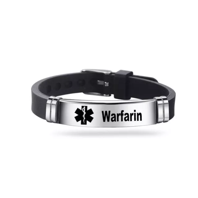 Pulsera Ajustable Alerta Médica Warfarina Acero Inoxidable Anticoagulante Sangre