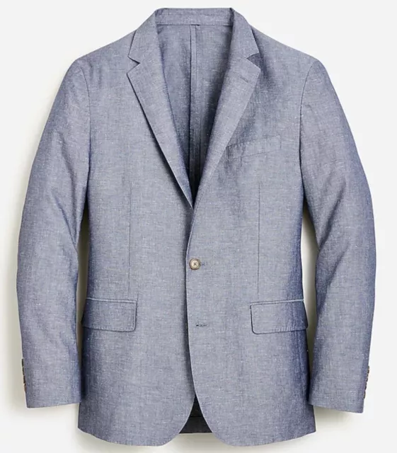 J CREW Ludlow Blazer Men's 44R Blue Somelos Cotton-Linen Chambray Jacket F0127