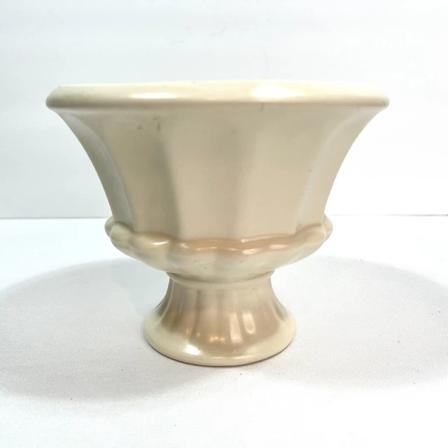 Haeger Pottery Matte White Ribbed Pedestal Planter Vase Made Exclusively For FTD