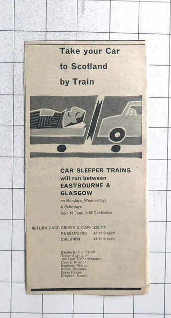 1962 Car Sleeper Trains Between Eastbourne And Glasgow £22 Return