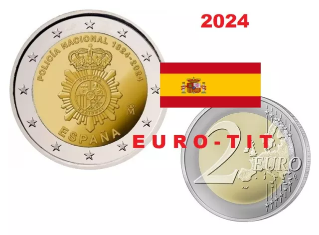 2 €   ESPAGNE   COMMEMORATIVE   2024   1  X  PIECE   POLICE   2024    disponible