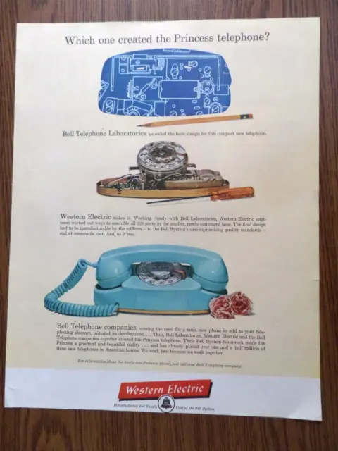 1960 Bell Western Telephone Ad Western Electric The Princess Phone