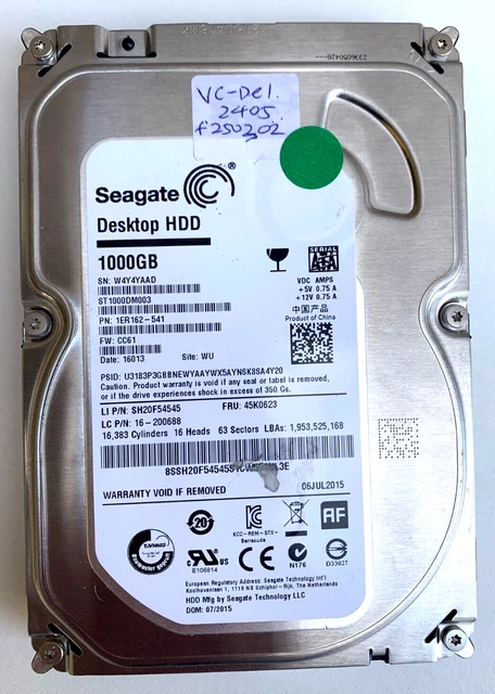AU HARD DRIVE: Seagate Barracuda 1Tb SATA ST1000DM003 PN 1ER162