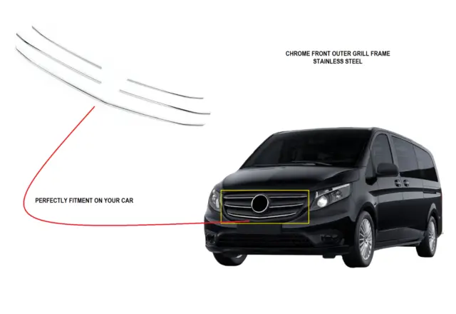 Cromo Frente Exterior Parrilla Cubierta de Marco 5 Piezas para Mercedes Vito 447