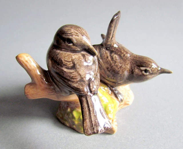Miniature Ceramic Figurine Animal Figure Collectible brown sparrow bird tree