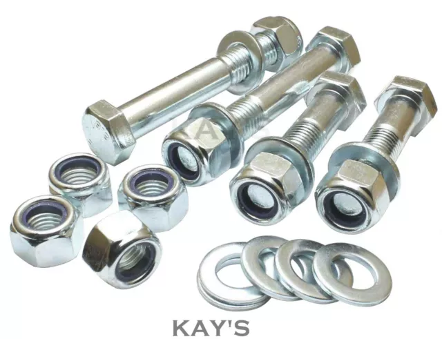 M12 Part Threaded Bolts + Nyloc Nuts + Washers High Tensile 8.8 Zinc Plated Hex