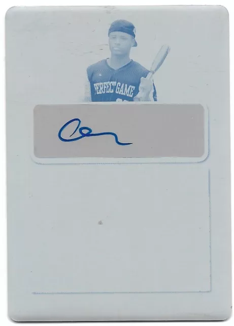 2022 Leaf Perfect Game CAM COLLIER Cyan Plate 1/1 Autograph CINCINNATI REDS