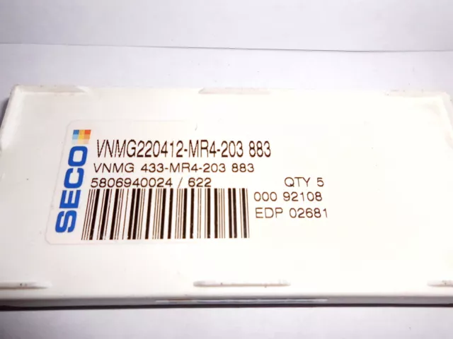 5 x SECO VNMG220412-MR4-203 883