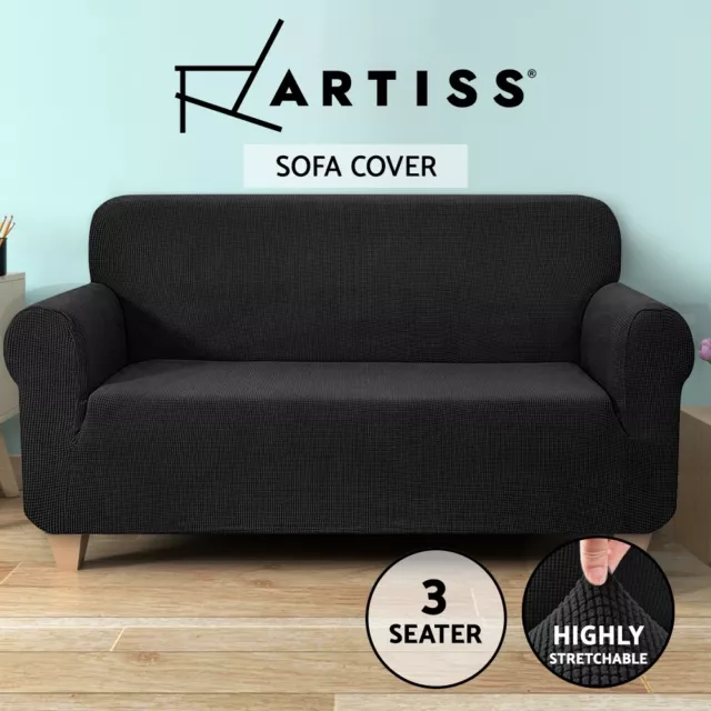 Artiss High Stretch Sofa Cover Couch Slipcover Lounge Protector 3 Seater Black