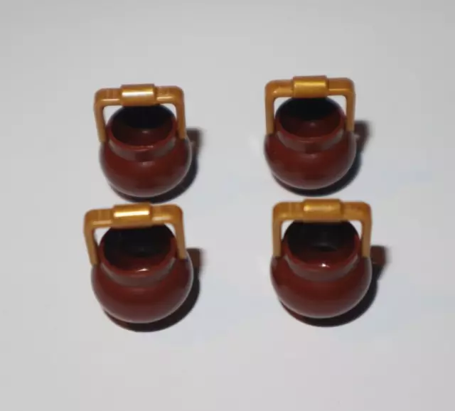 Lego ® Lot 4 Chaudron Minifig Utensil Pot Small Handle Red Brown 98374 NEW
