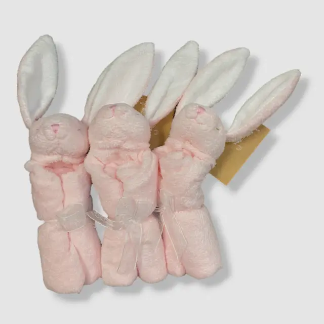 $45 Angel Dear Girls Pink Bunny Three Of A Kind Blankie Set Of 3