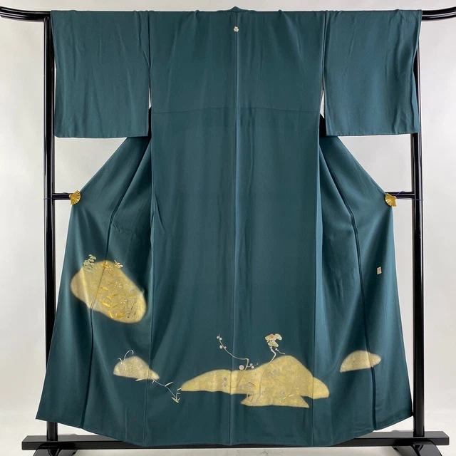 JAPANESE KIMONO IROTOMESODE 156cm 5' 1" PURE SILK VINTAGE ANTIQUE 6557
