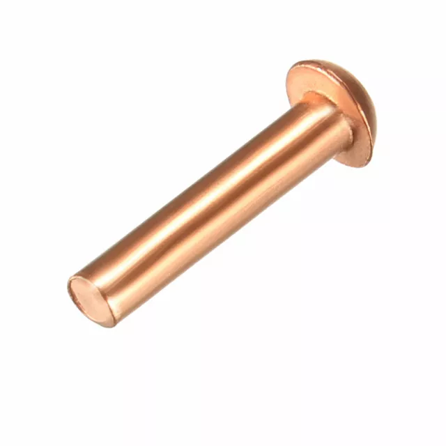 100Pcs 5/64" x 25/64" Tête ronde Cuivre Solide Rivets Attaches