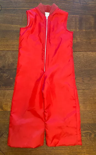 True Vintage Snow Suit Ski Suit Solid Red Nylon Zip Front Boys Girl Kids Size 4