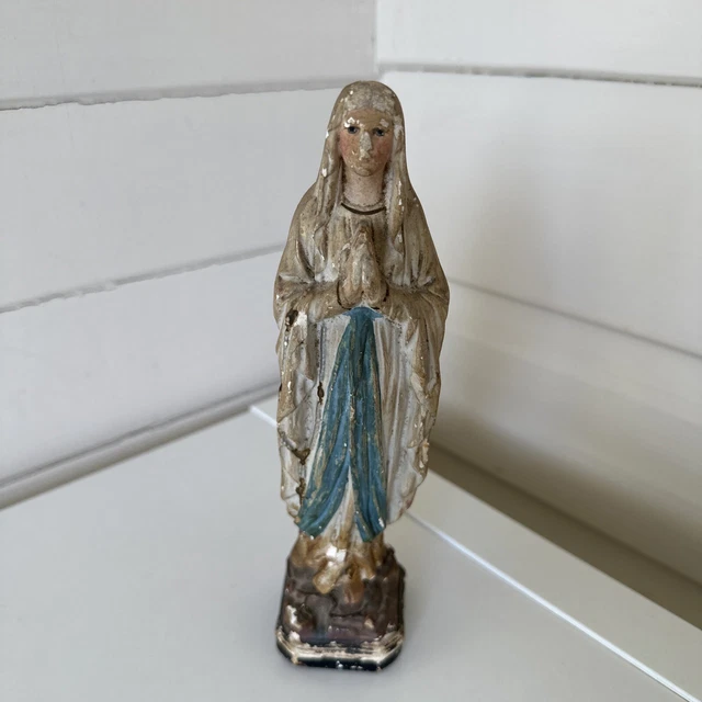 ANTIQUE MADONNA VIRGIN Mary Catholic Saint Carved Religion Statue $165. ...