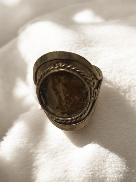 Bague En Verre De Murano Vintage Taille 55 - Motif Disque Hypnotique - Parfait état