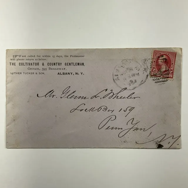 1893 Albany New York The Cultivator & Country Gentleman Envelope & Stamp