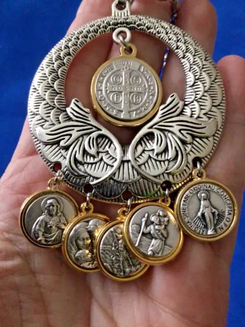 Custom Religious Catholic Saint Medal NECKLACE 2 Tone Benedict Michael Scapular