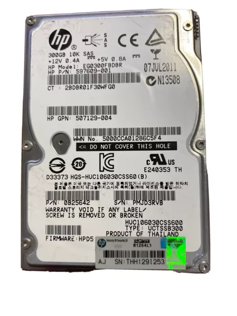 HP 300GB 10k RPM SAS 2,5 " EG0300FBDBR