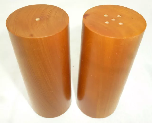 TASMANIAN HUON PINE TURNED SALT & PEPPER SHAKERS 10cm high - very good condition