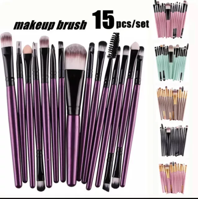 ✅Set 15 Pennelli Make Up Trucco Professionali -Diverse Colorazioni Disponibili