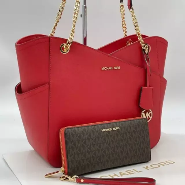 Michael Kors Large X Chain Shoulder Tote Bag & Continental Wallet NWT