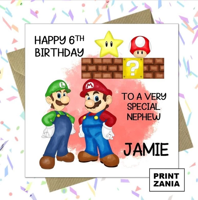 PERSONALISED MARIO BROTHERS Birthday Card Son Grandson Nephew Brother ...