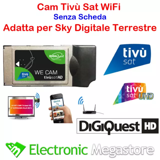 Modulo Smart Cam Tivusat HD Senza Scheda Tessera Card Tv Sat Digiquest CI+ Tvsat