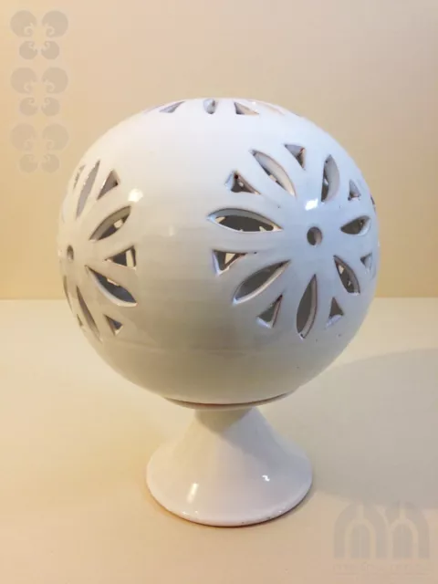 Windlicht Kugel Ø 25 cm mit Sockel, Keramik handbemalt, Laterne, Handarbeit