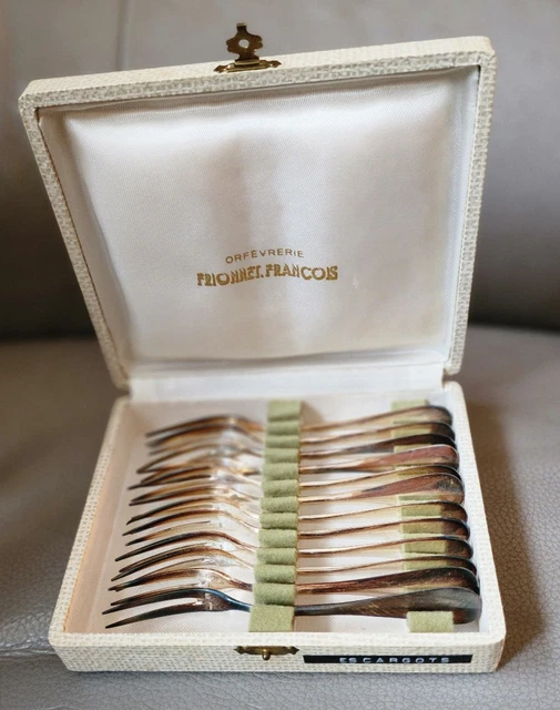 Coffret Vide François Frionnet - 12 Fourchettes à Gâteau + Pelle - Vintage Années 1920-40