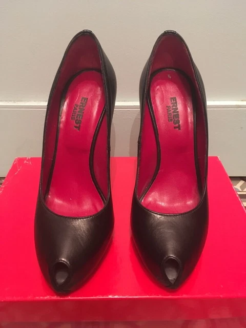 Bottes à Talons Aiguilles En Cuir Verni Andrea Cancellieri - Noir Taille 40, Talons Très Hauts 14cm - Neuf Avec Petits Défauts