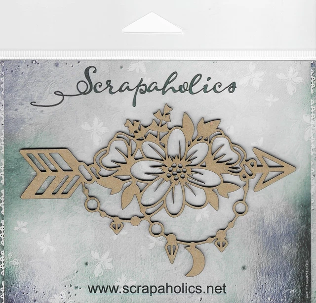 Chipboard de corte láser Scrapaholics 1,8 mm de espesor flecha floral boho 1,2/paquete, 5""X3"" -S5