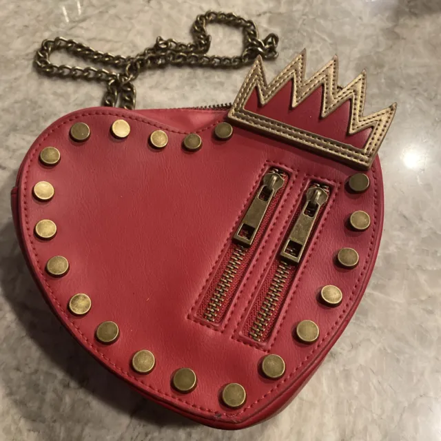 Disney Store Women's Descendants Evie Red Heart Purse Tiara Crown Crossbody Bag