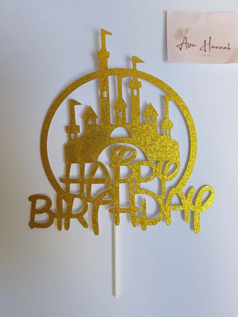 GOLD DISNEY CASTLE Happy Birthday Cake Topper Princess Castle £2.47 ...